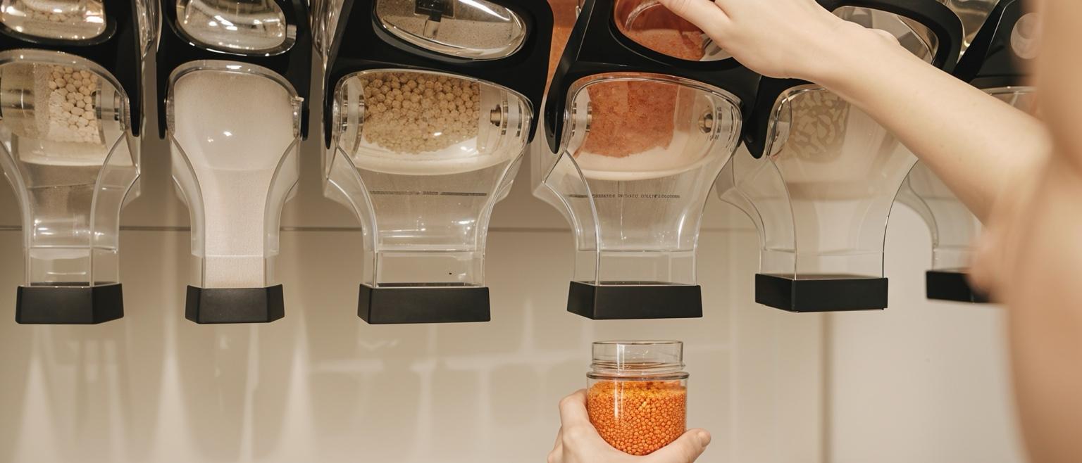 Distributeur vrac de lentilles rouges disponible en libre-service