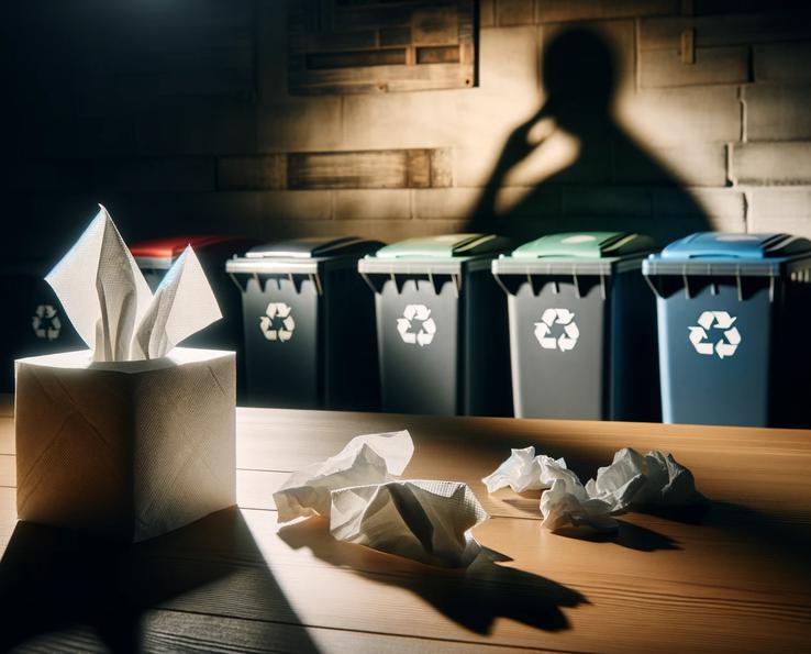 En qué cubo de basura debes tirar los pañuelos de papel